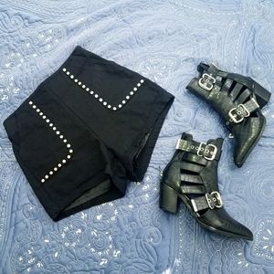 WYLDR Black Studded High Rise Festival Shorts, S